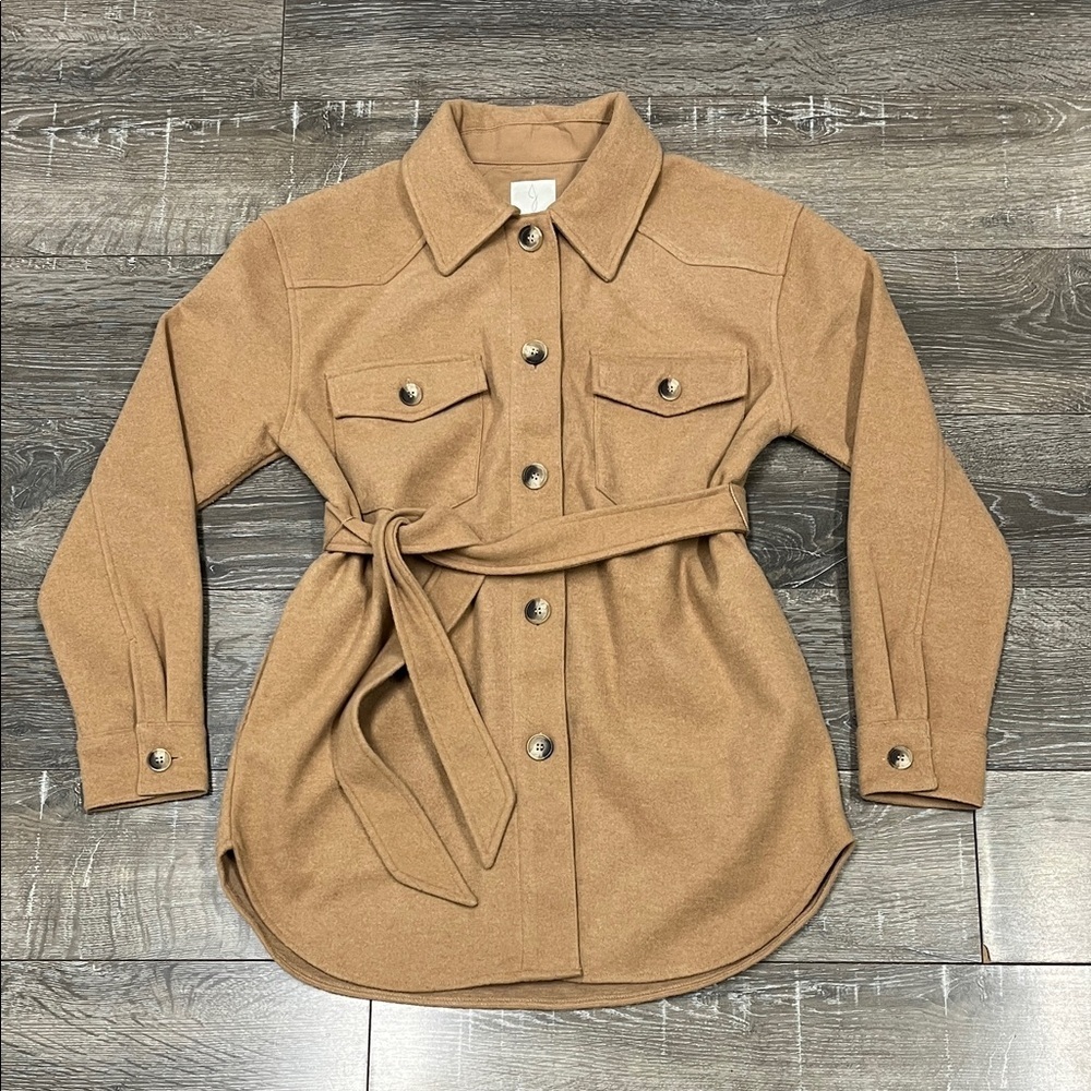 Joie Camel Tie-Waist Utility Shacket size small